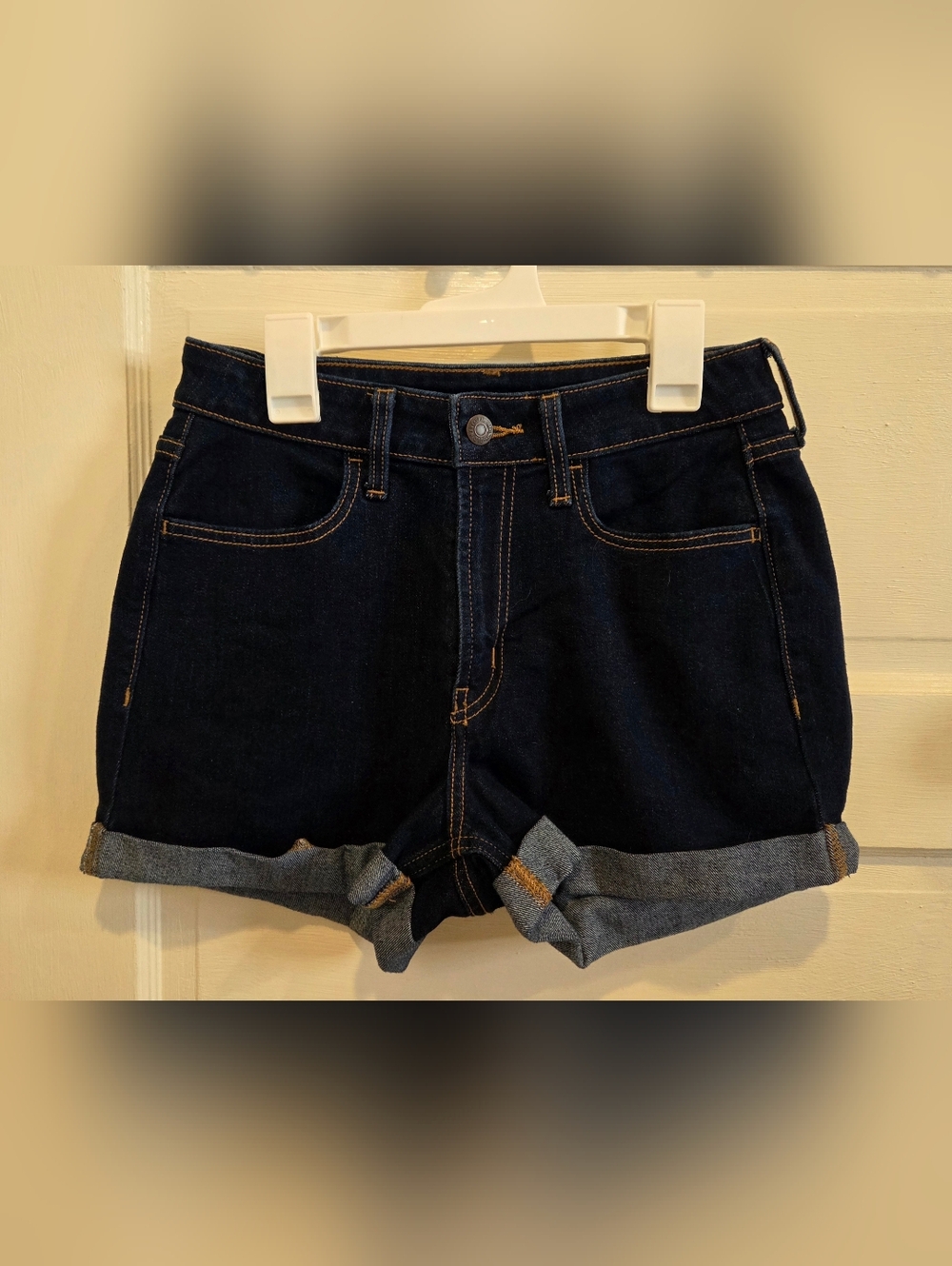Old Navy Dark Indigo Rolled Hem Jean Shorts